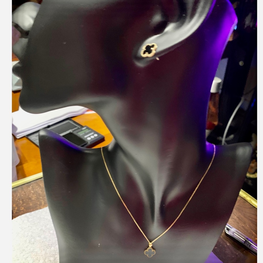 18k Solid Gold Clover 2-1 Set - Black